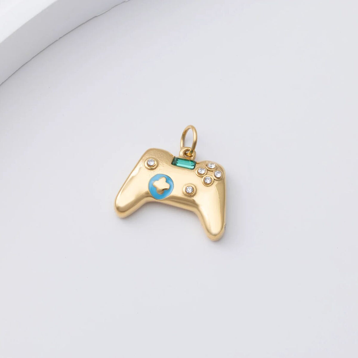 18K Gold PVD Stainless Steel Game Controller Charm- gold studio 