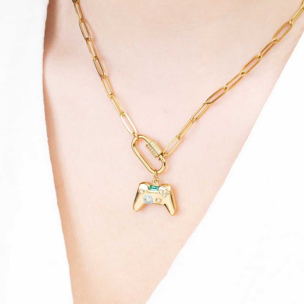 18K Gold PVD Stainless Steel Game Controller Charm - gold model 