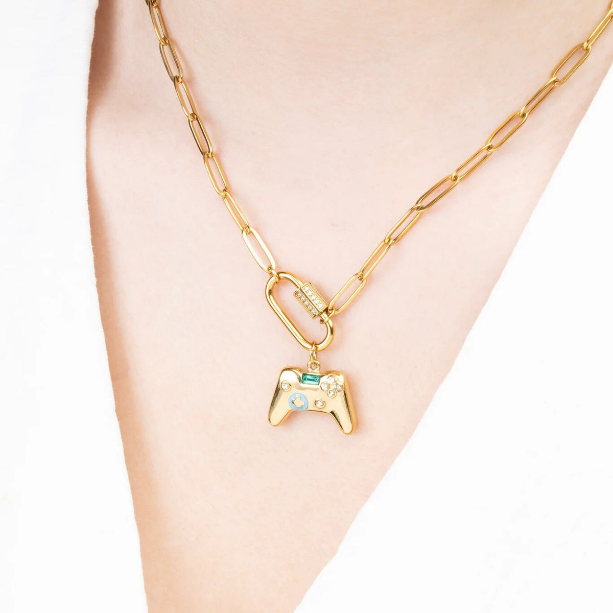 18K Gold PVD Stainless Steel Game Controller Charm - gold model 