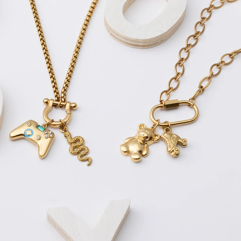 18K Gold PVD Stainless Steel Game Controller Charm- gold collection shot 