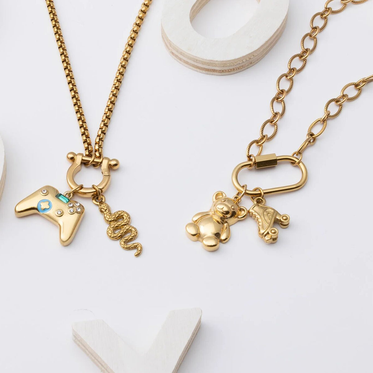18K Gold PVD Stainless Steel Game Controller Charm- gold collection shot 