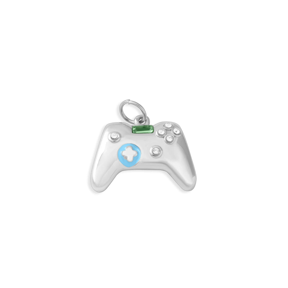18K Gold PVD Stainless Steel Game Controller Charm- silver main 
