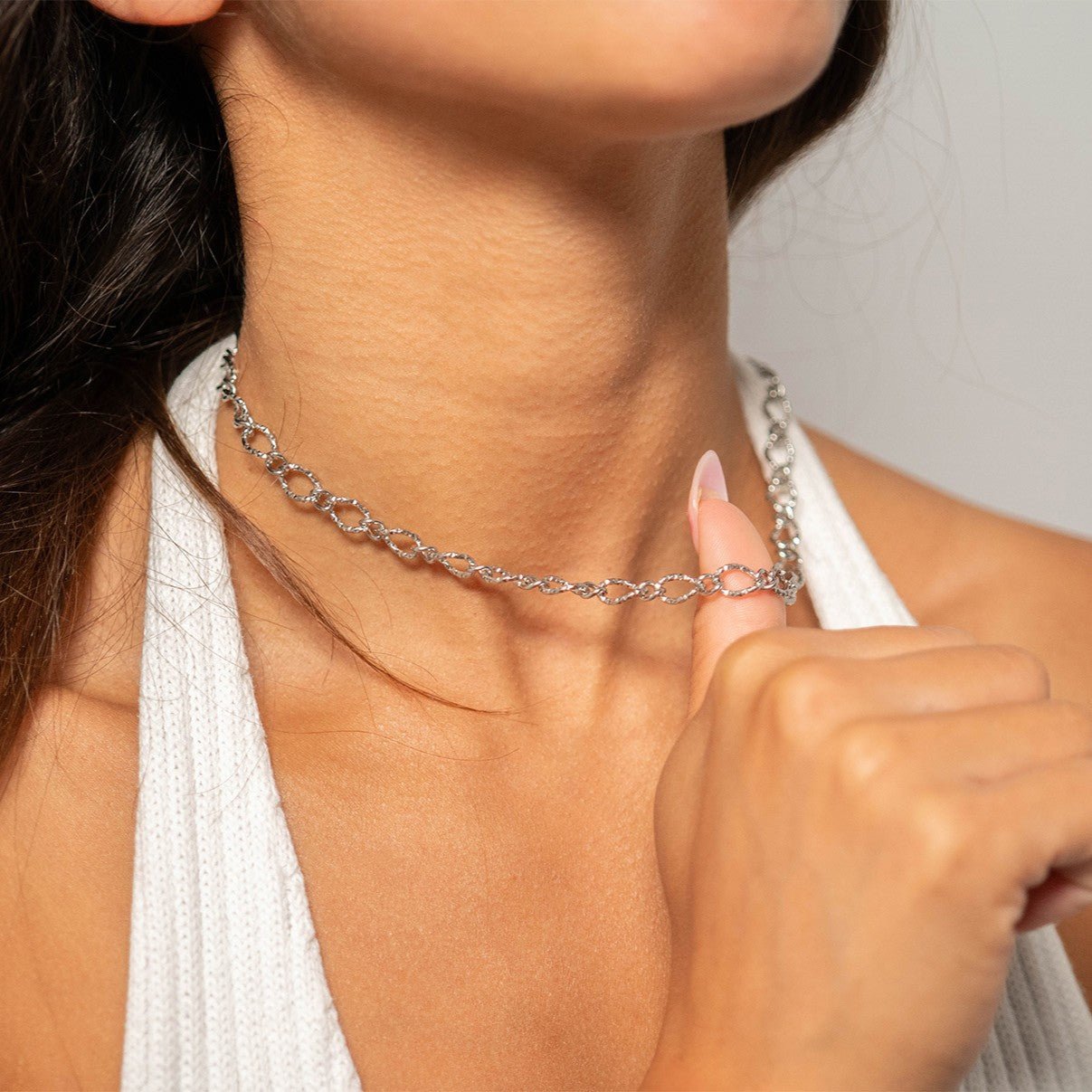 Gold Hammered Chain Necklace – 18K Gold PVD Stainless Steel Oval Links - Chain | Sunflower Soul Boutique