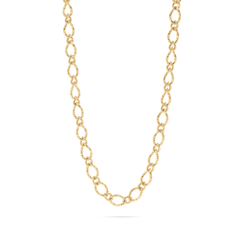 Gold Hammered Chain Necklace – 18K Gold PVD Stainless Steel Oval Links - Chain | Sunflower Soul Boutique