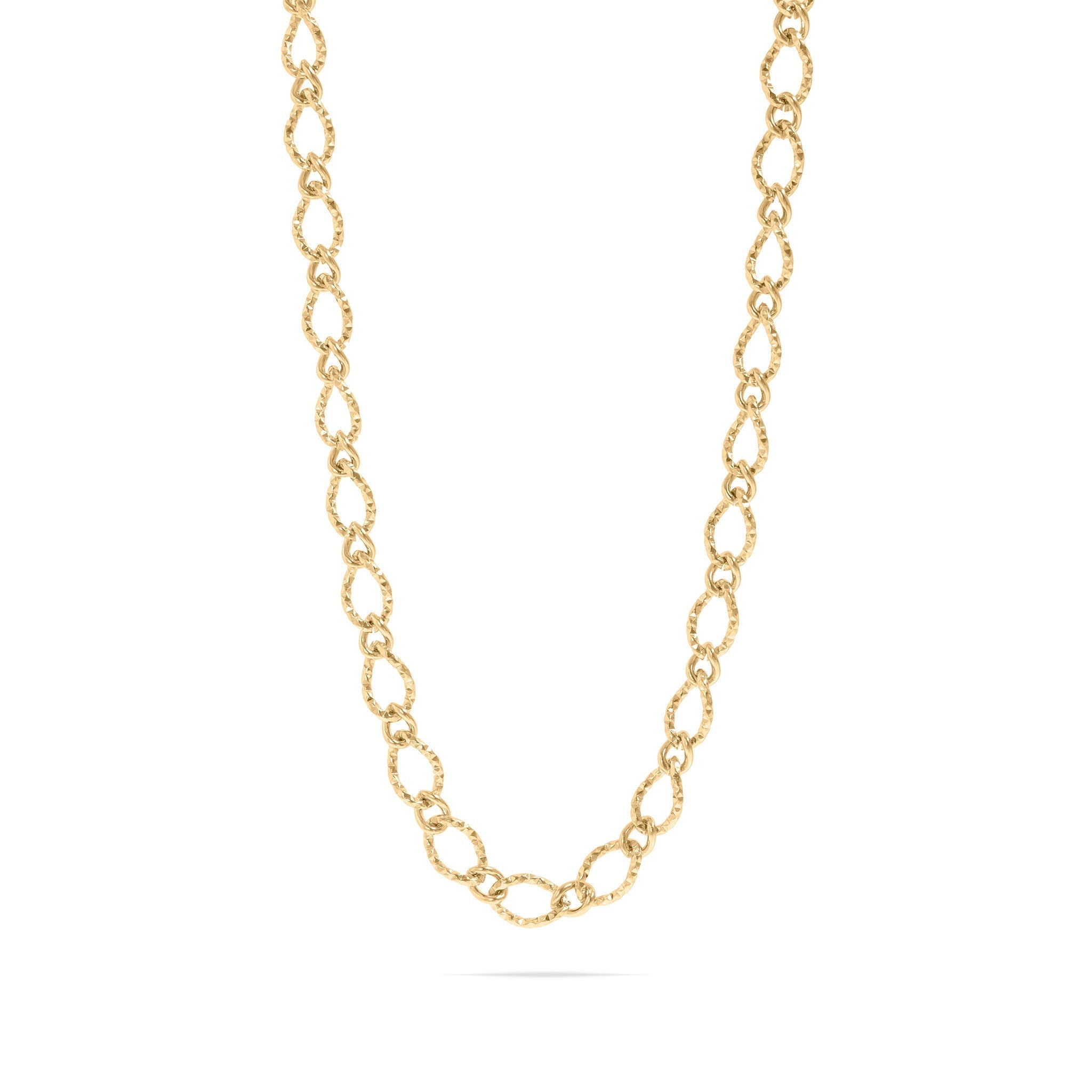 Gold Hammered Chain Necklace – 18K Gold PVD Stainless Steel Oval Links - Chain | Sunflower Soul Boutique