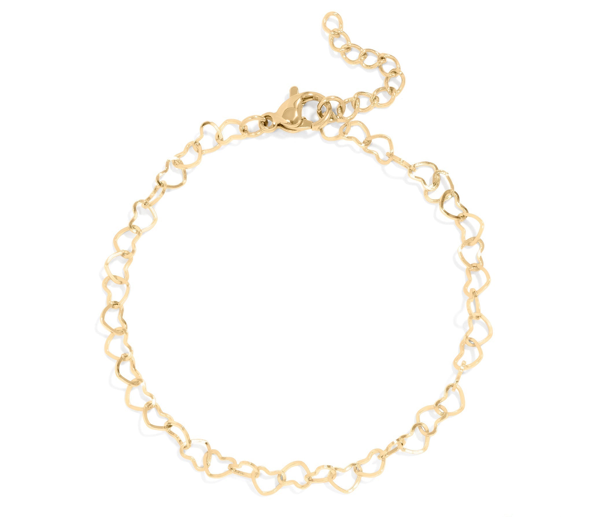 Gold Heart Bracelet – 18K Gold Plated Stainless Steel Tarnish Resistant Chain - Bracelets | Sunflower Soul Boutique