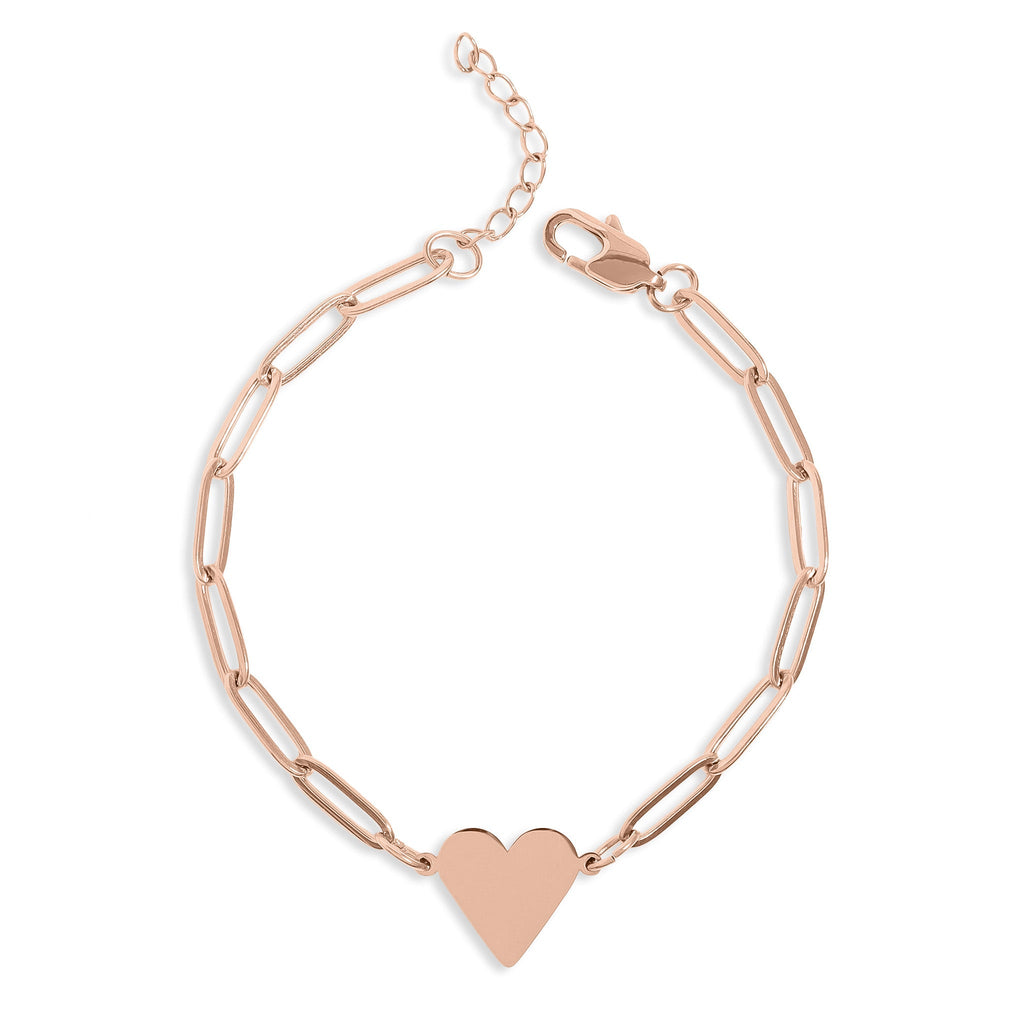 Gold Heart Bracelet – Adjustable 18K Gold Plated Paperclip Chain Jewelry - Bracelets | Sunflower Soul Boutique
