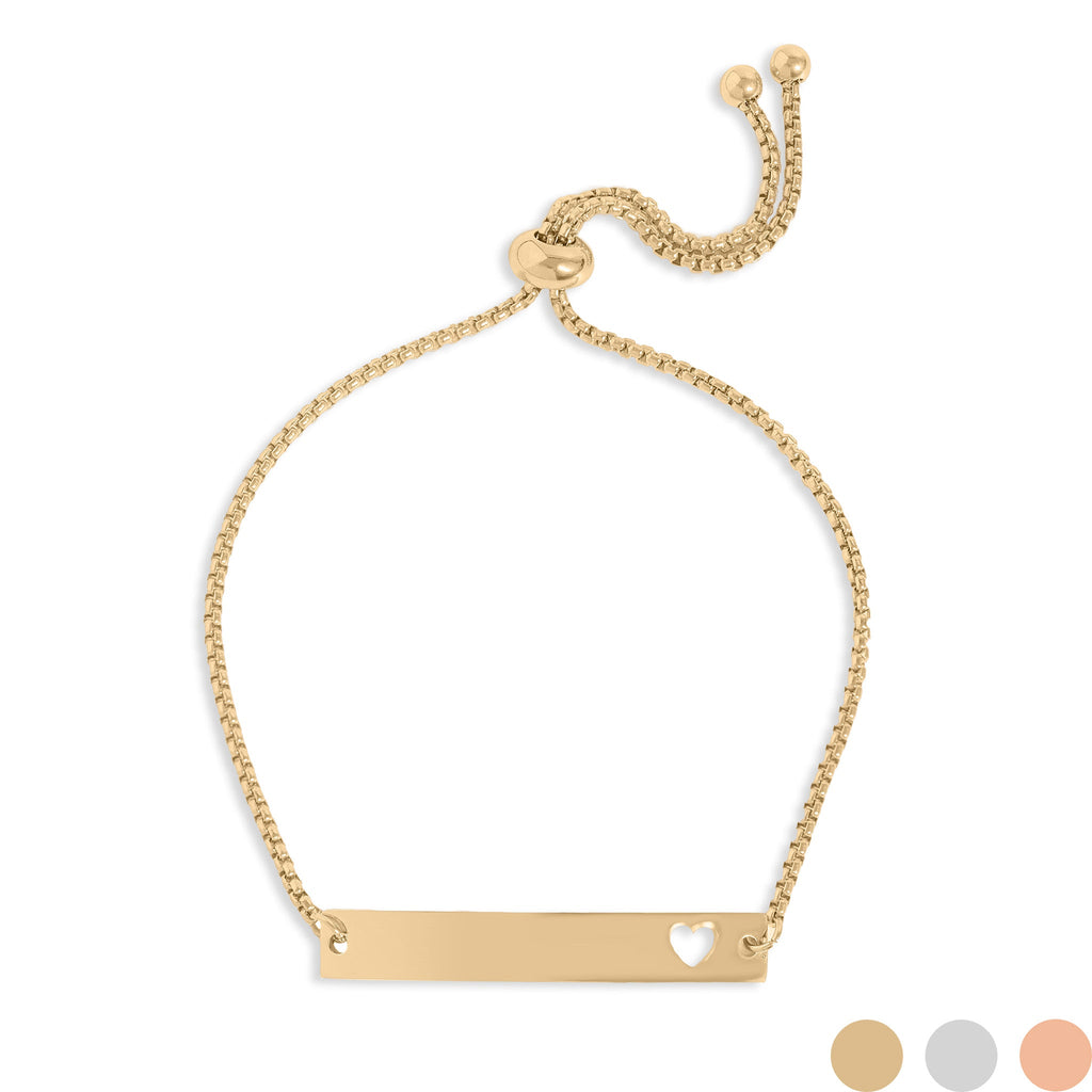 Gold Heart Bracelet – Adjustable Curved Bar With Custom Engraving & Heart Cutout Design - Bracelets | Sunflower Soul Boutique