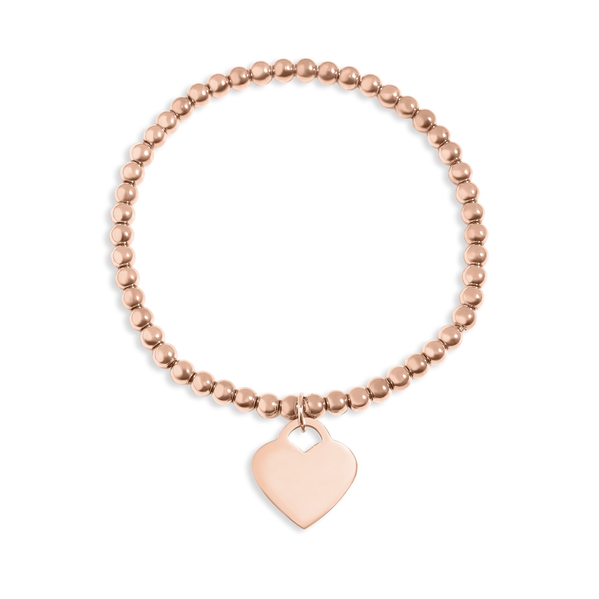 Gold Heart Bracelet – Adjustable Stretch Beaded Jewelry with Engraved Charm - Bracelets | Sunflower Soul Boutique