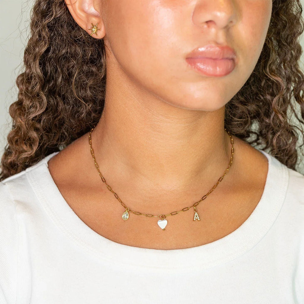 Gold Heart Charm - 18K Gold Charm Bracelet | Tarnish Resistant Shell Design Jewelry - Charms | Sunflower Soul Boutique