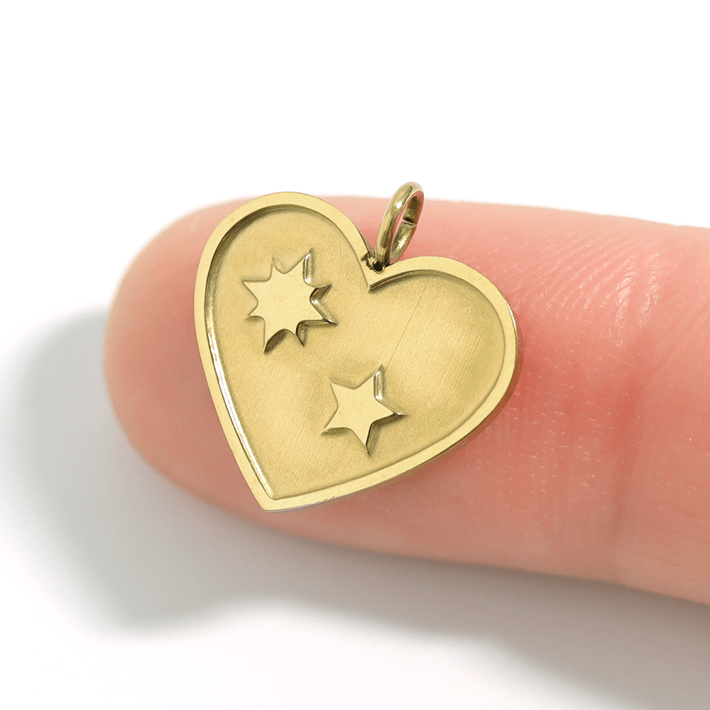 Gold Heart Charm – 18K PVD Coated Stainless Steel Charm for Bracelets & Necklaces - charm | Sunflower Soul Boutique