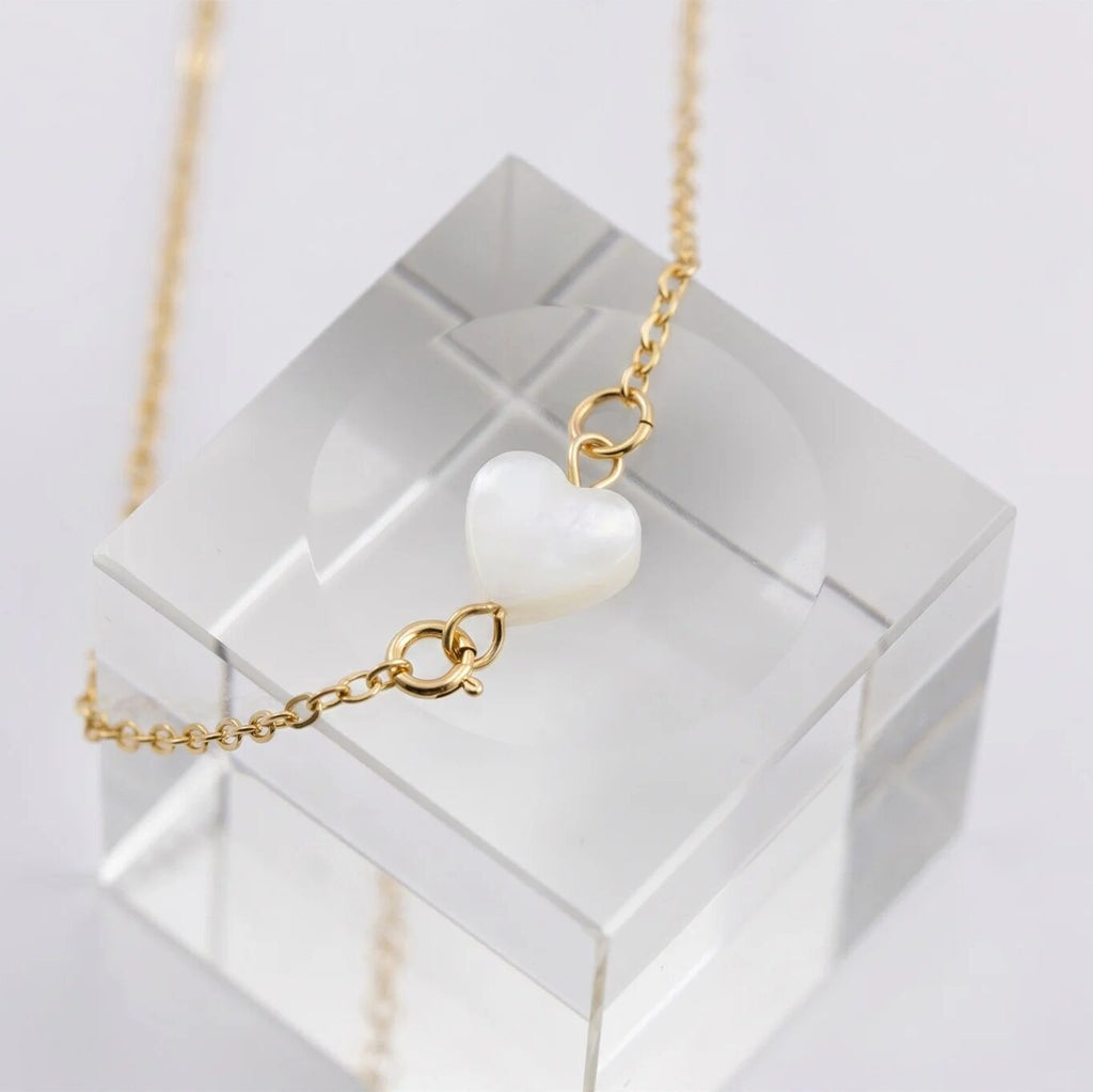 Gold Heart Connector - Tarnish Resistant Shell Charm | 18K Gold PVD Stainless Steel - Charms | Sunflower Soul Boutique