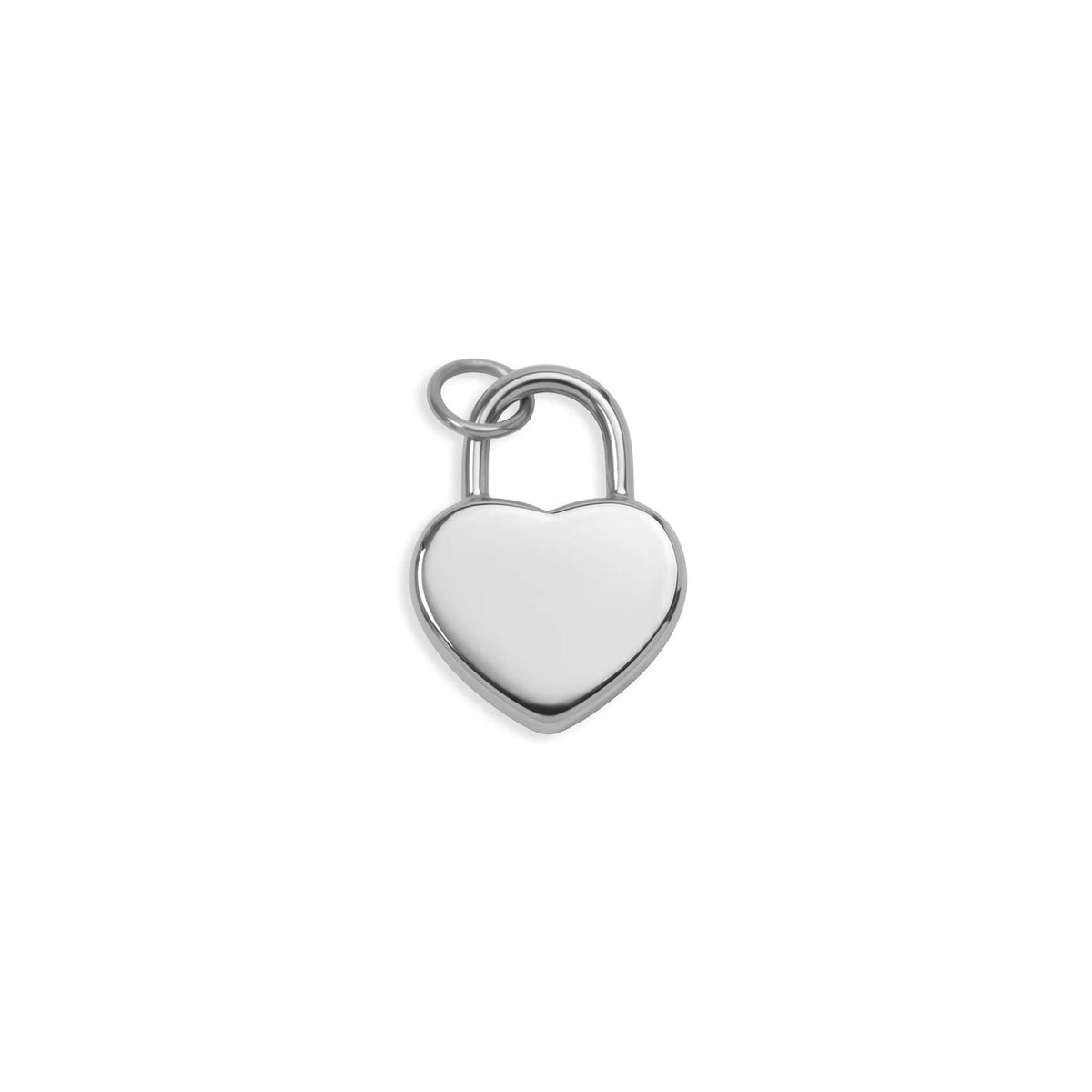 18K Gold PVD Stainless Steel Heart Lock Charm- silver main 