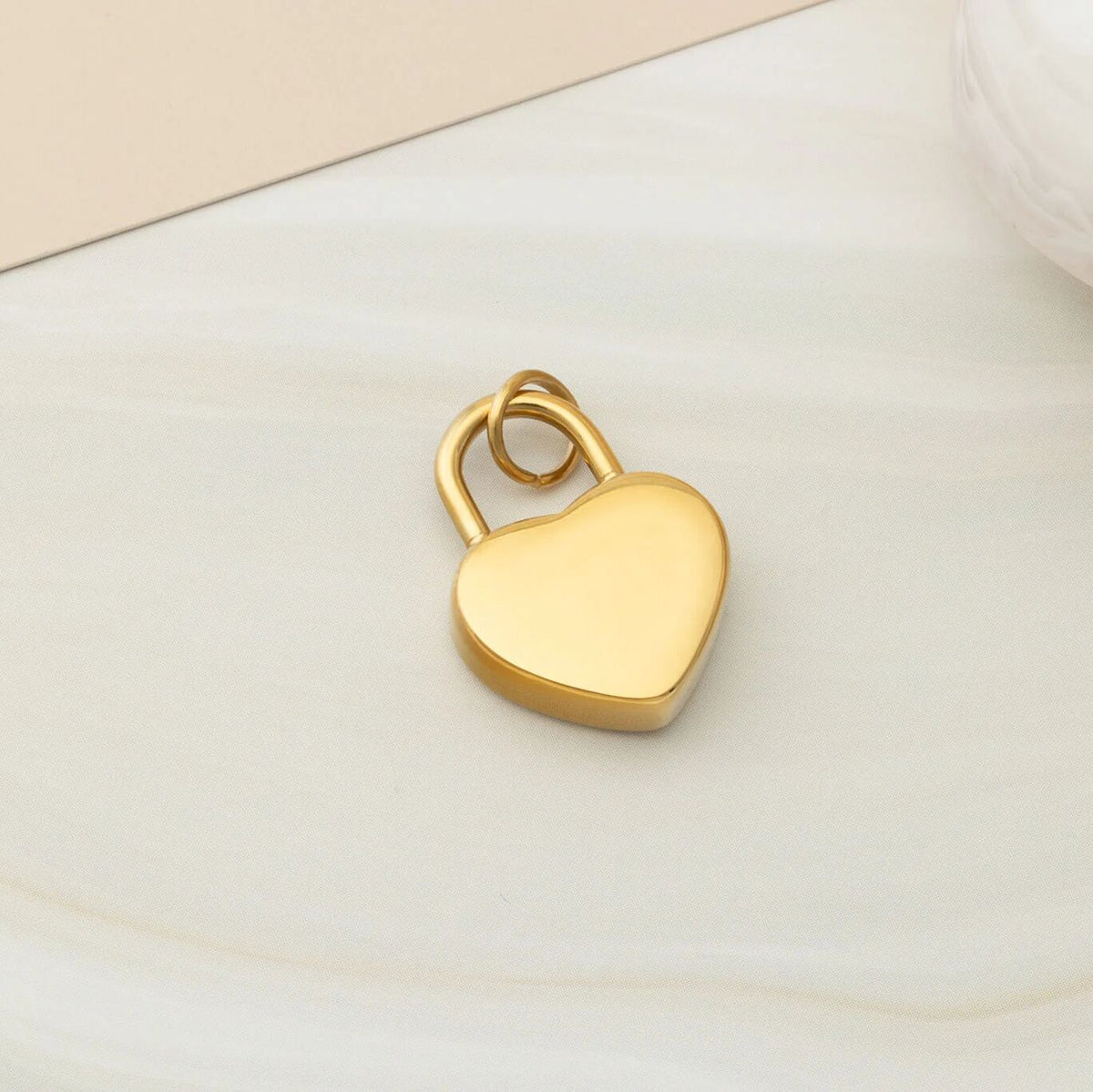 18K Gold PVD Stainless Steel Heart Lock Charm- gold studio 