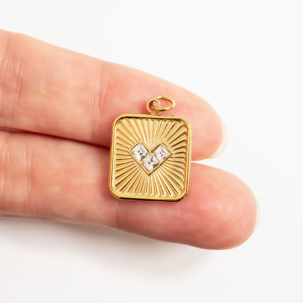 Gold Heart Pendant – Durable 18K Gold Jewelry | Stainless Steel Pendant Charm - charm | Sunflower Soul Boutique