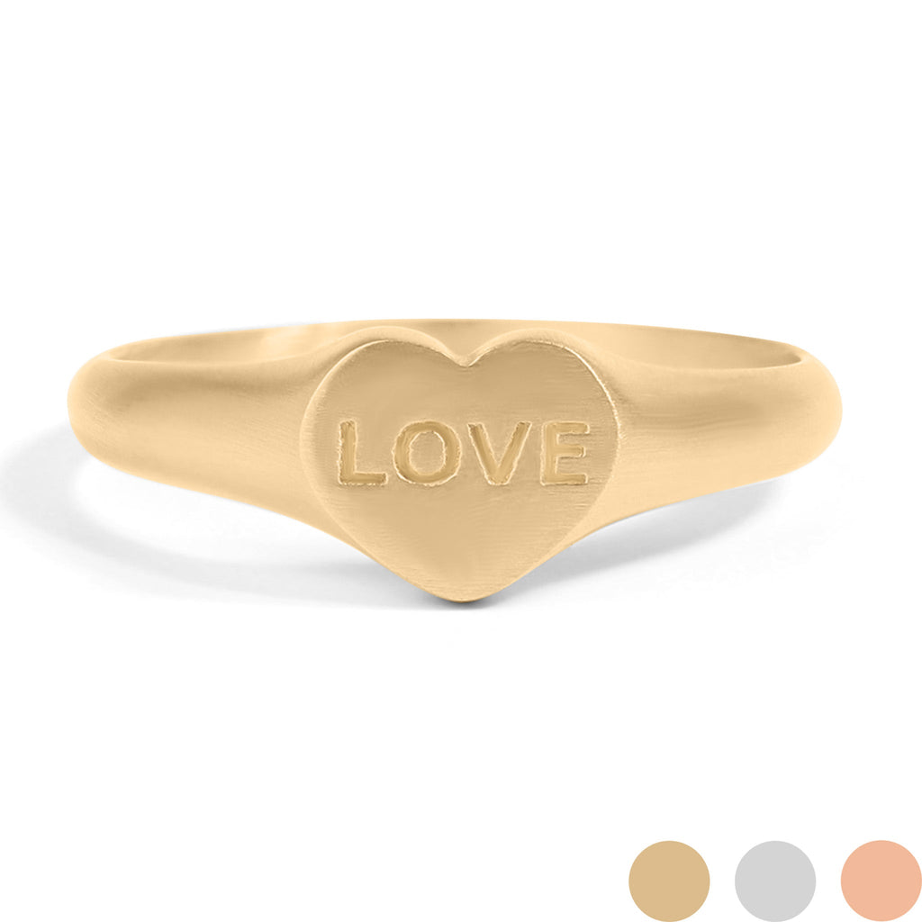 Gold Heart Signet Ring – Durable Stainless Steel Ring With PVD Coated Finish - Ring | Sunflower Soul Boutique