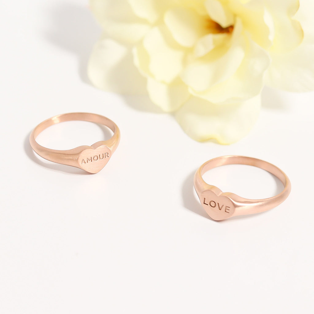 Gold Heart Signet Ring – Durable Stainless Steel Ring With PVD Coated Finish - Ring | Sunflower Soul Boutique