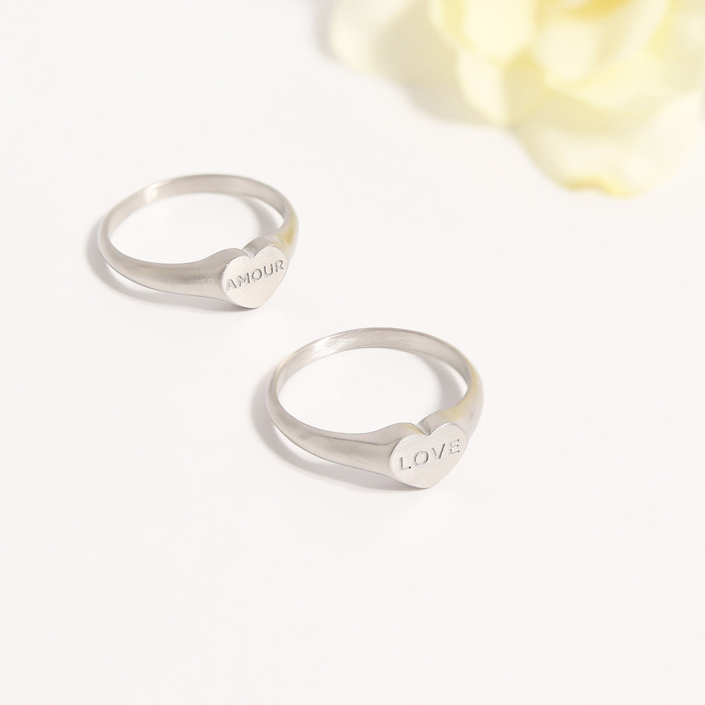 Gold Heart Signet Ring – Durable Stainless Steel Ring With PVD Coated Finish - Ring | Sunflower Soul Boutique