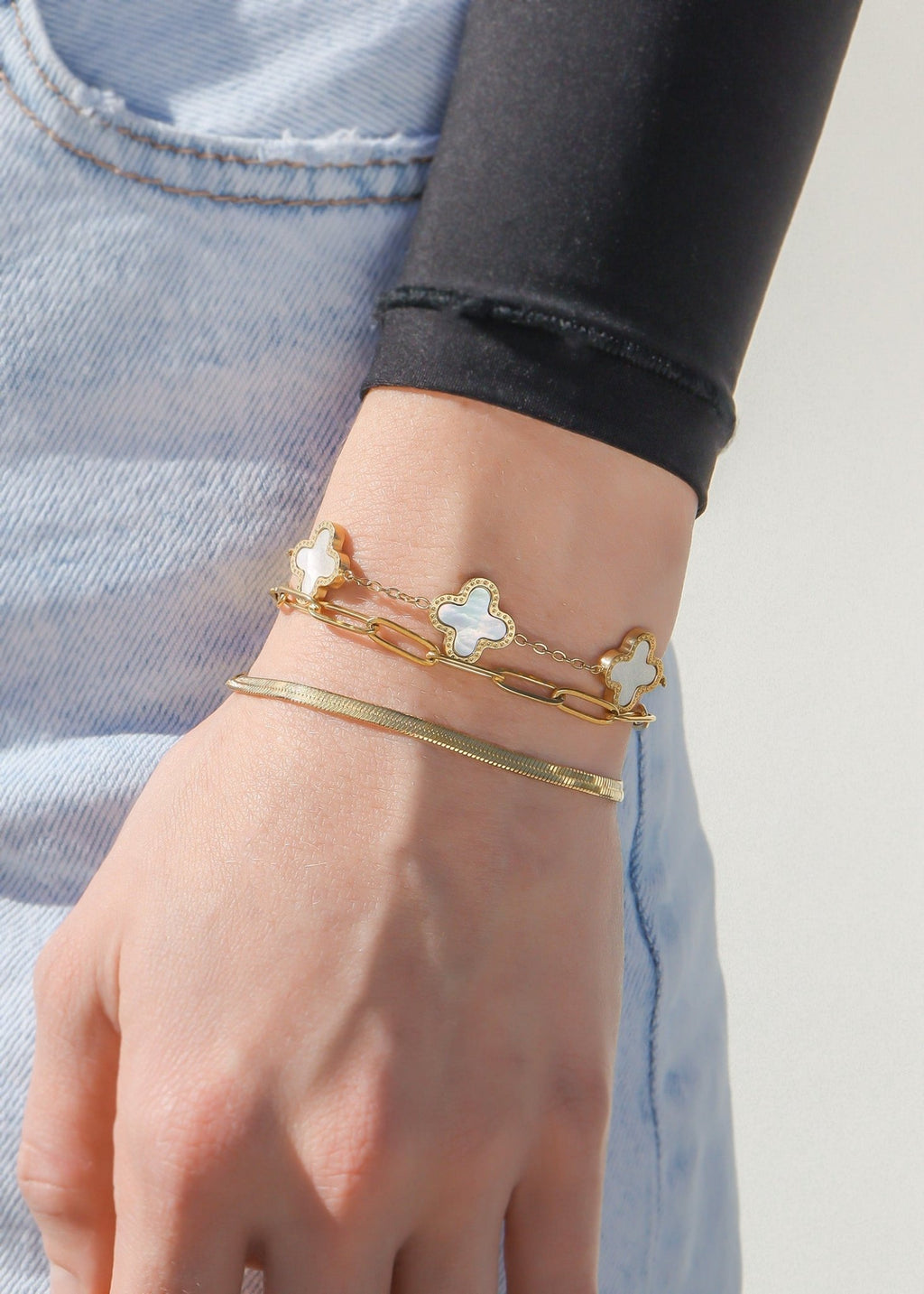 Gold Herringbone Bracelet – 18K Gold Chain With Durable Stainless Steel Lobster Clasp - Bracelets | Sunflower Soul Boutique