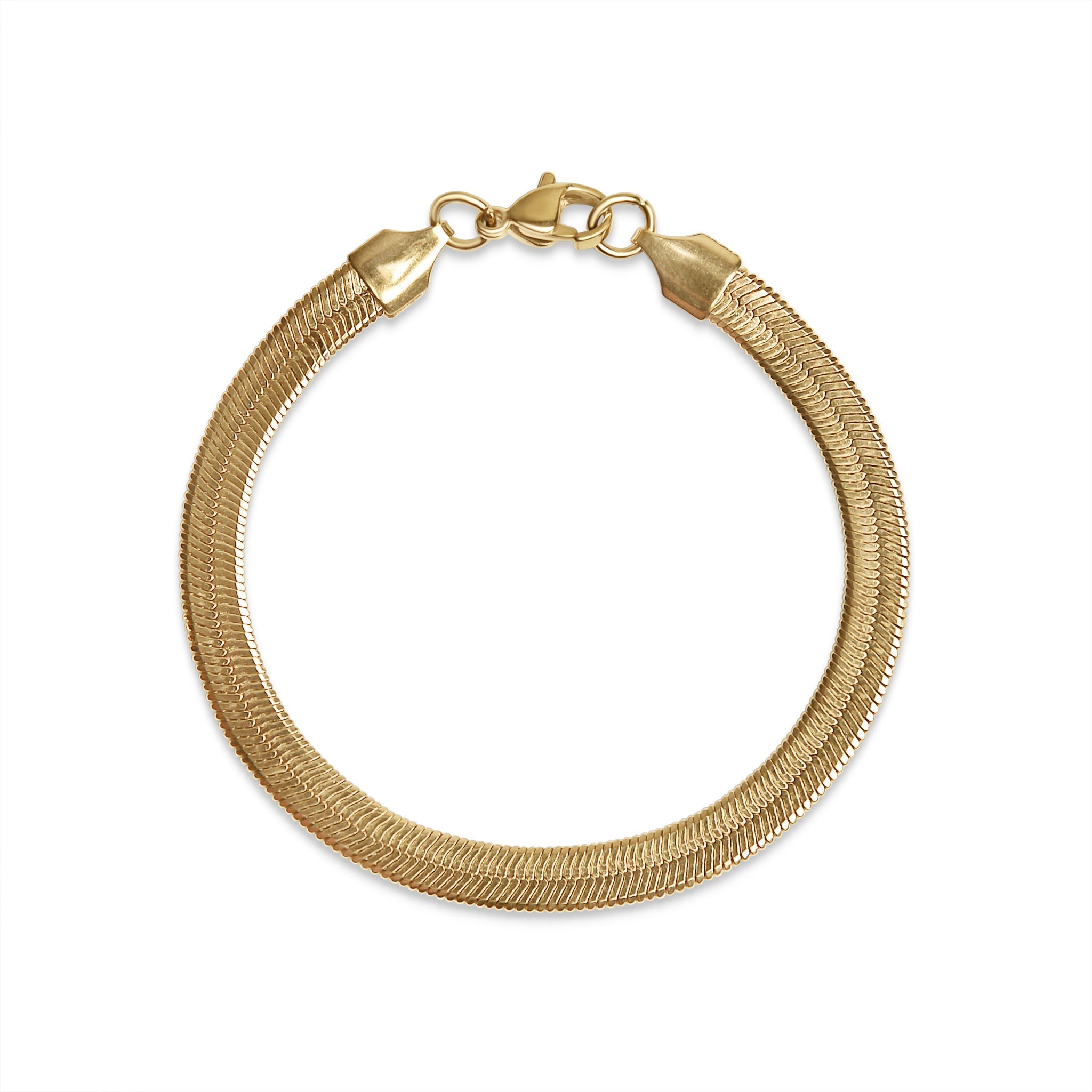 Gold Herringbone Bracelet – 18K Gold Chain With Durable Stainless Steel Lobster Clasp - Bracelets | Sunflower Soul Boutique