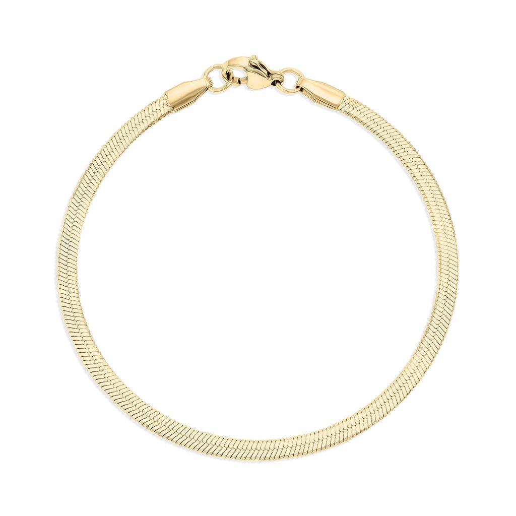 Gold Herringbone Bracelet – 18K Gold Chain With Durable Stainless Steel Lobster Clasp - Bracelets | Sunflower Soul Boutique