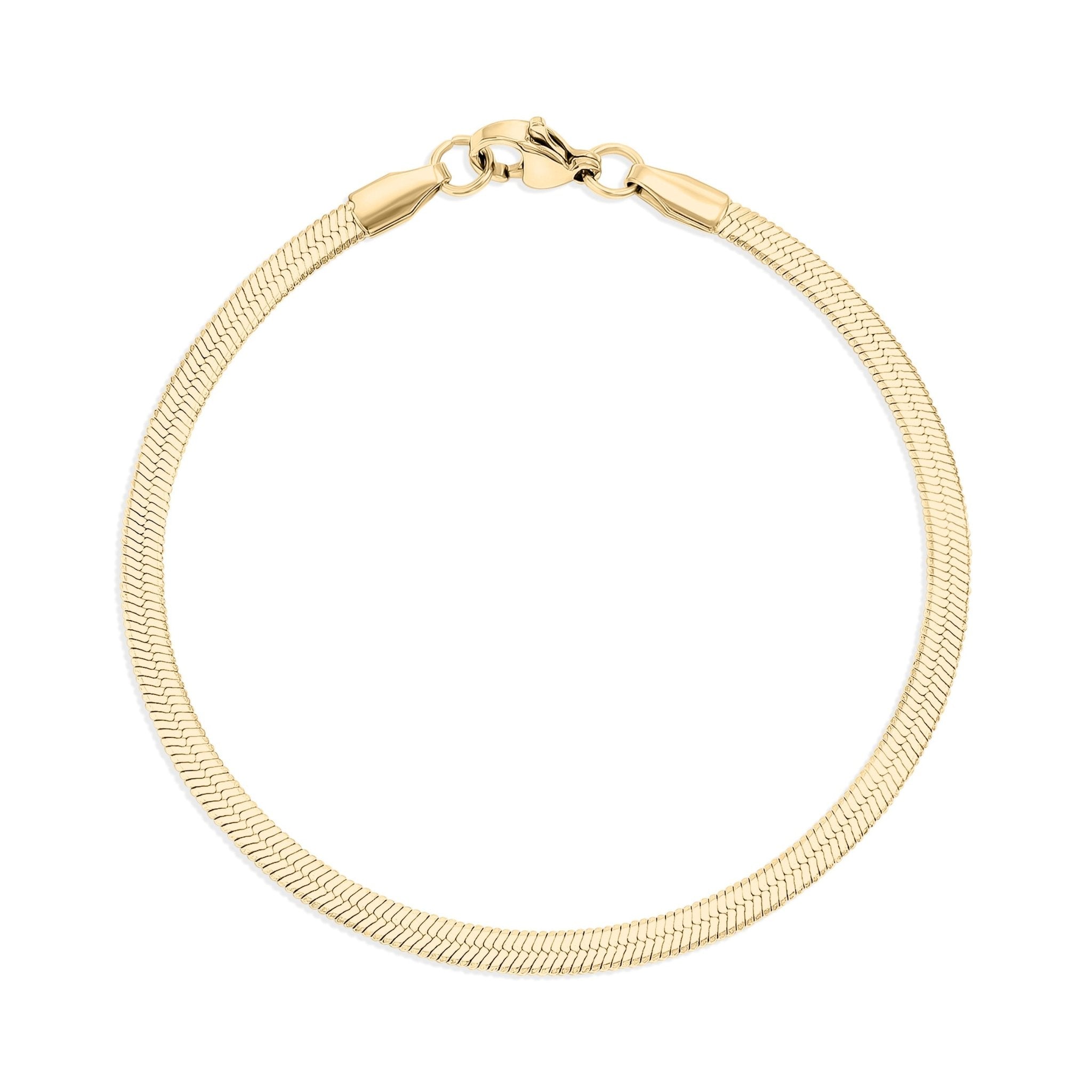 Gold Herringbone Bracelet – 18K Gold Chain With Durable Stainless Steel Lobster Clasp - Bracelets | Sunflower Soul Boutique