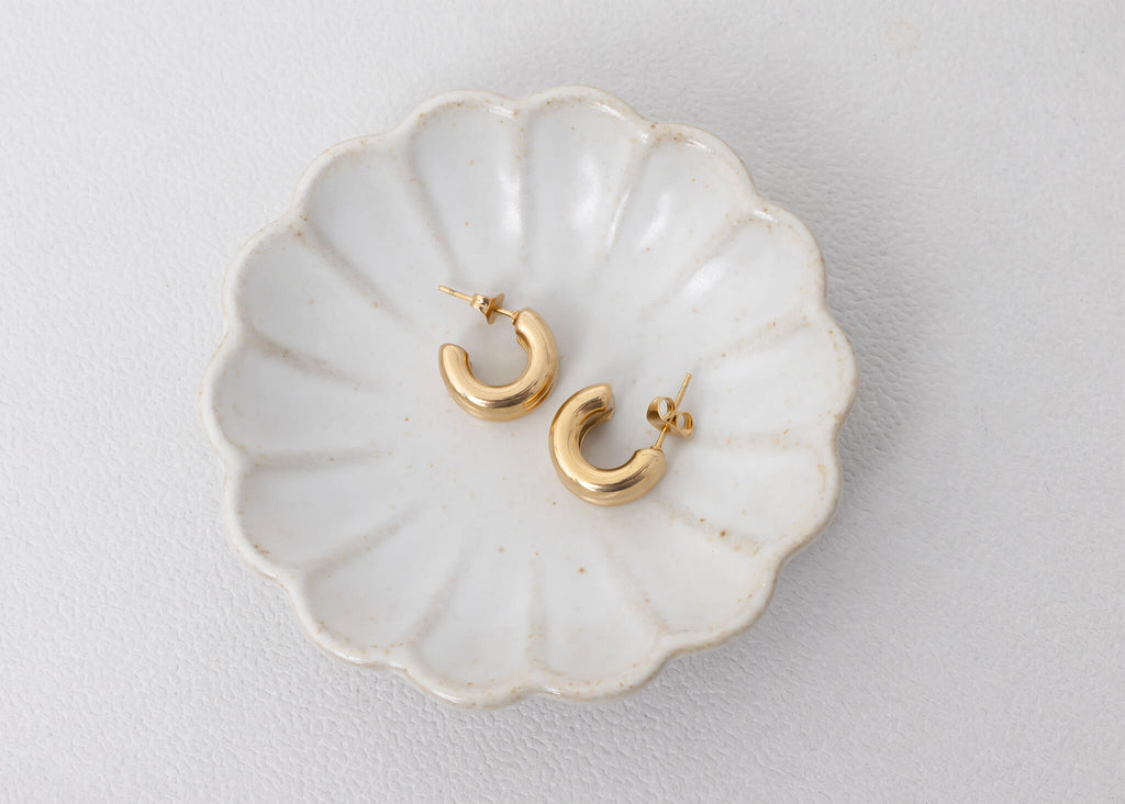 Gold Hoop Earrings – Double Hoop Huggie Studs | 18K Gold Jewelry Hoops - Earrings | Sunflower Soul Boutique