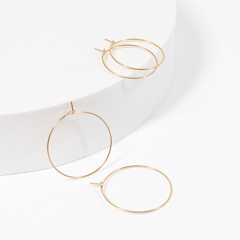 Gold Hoop Earrings – Lightweight 18K Gold Wire Hoops | Hypoallergenic Stainless Steel - Earring | Sunflower Soul Boutique