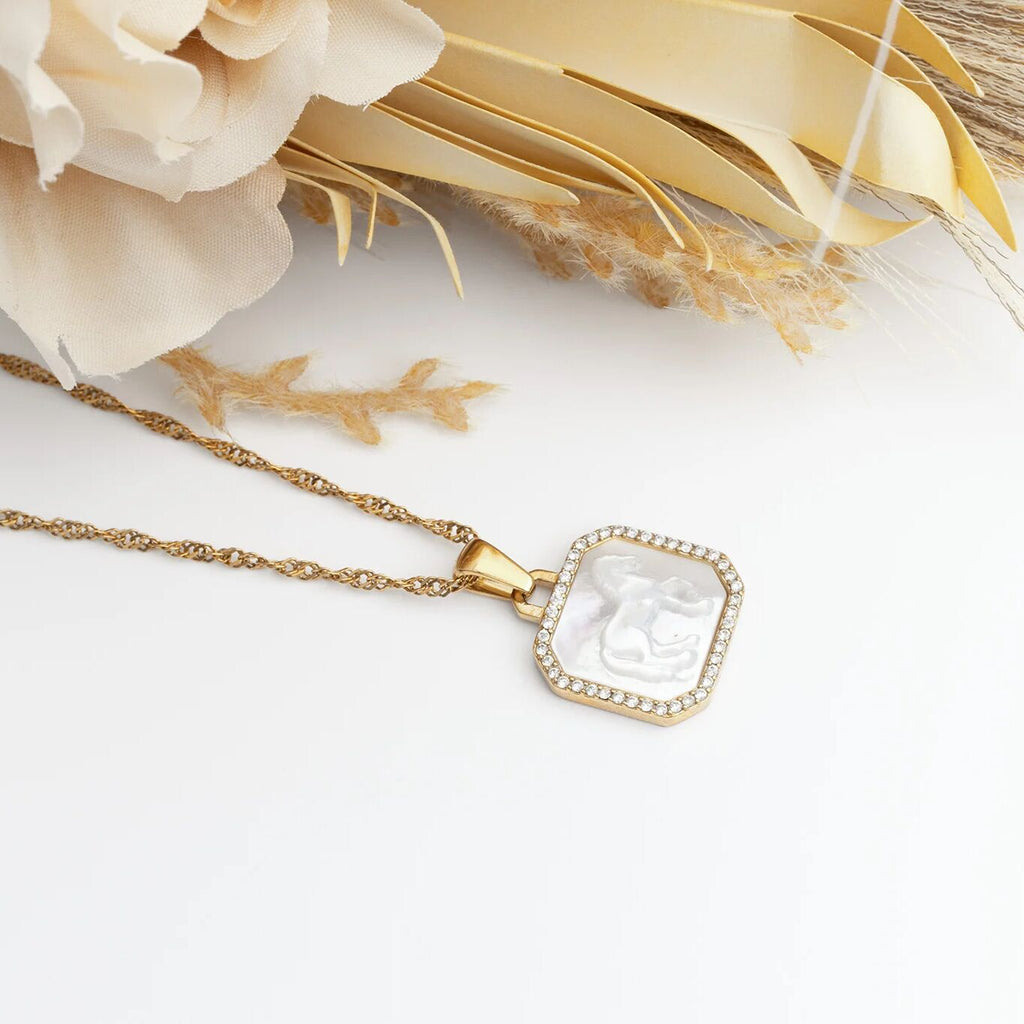 Gold Horse Pendant – 18K Gold Plated Charm with Luminous Pearl Inlay - Pendants | Sunflower Soul Boutique