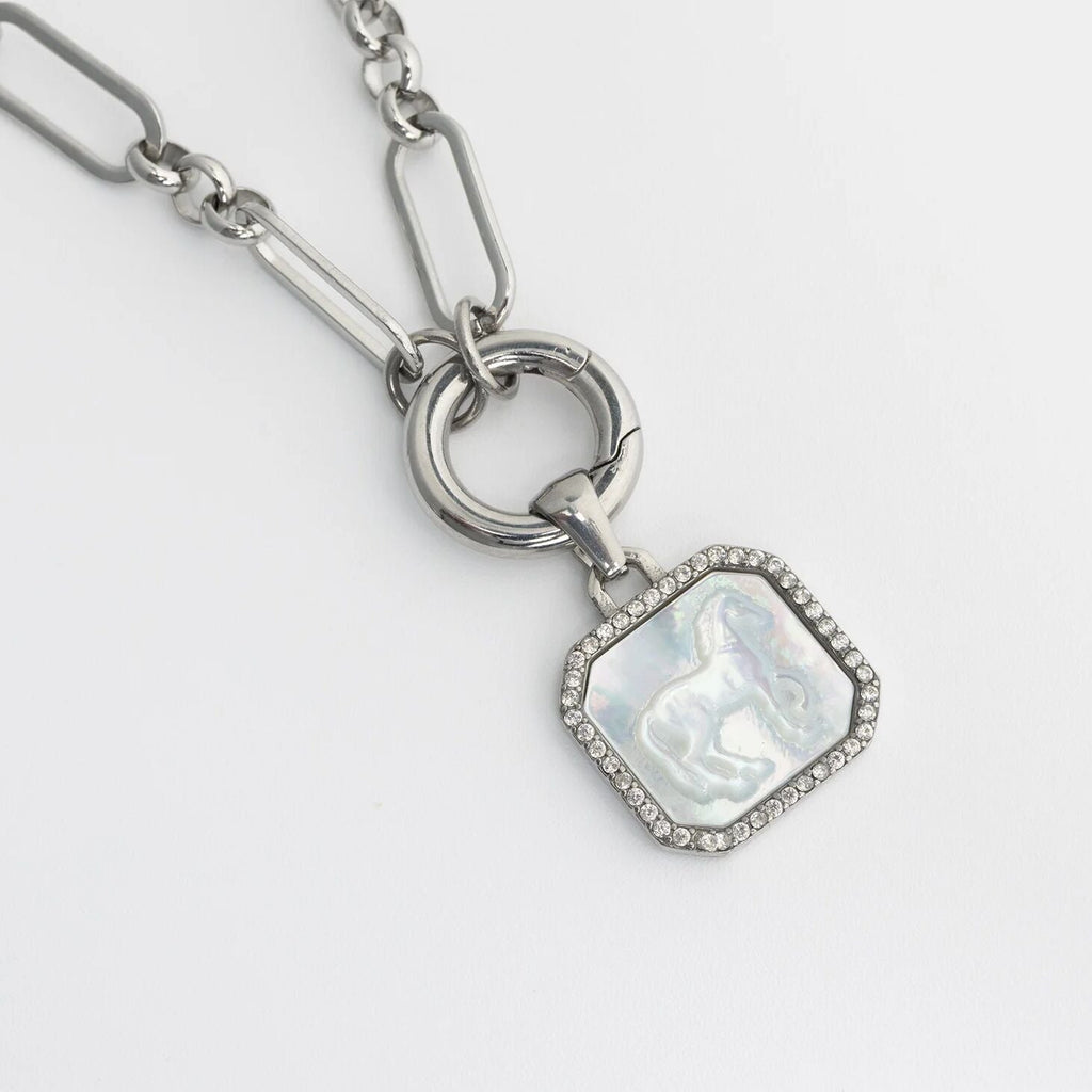 Gold Horse Pendant – 18K Gold Plated Charm with Luminous Pearl Inlay - Pendants | Sunflower Soul Boutique
