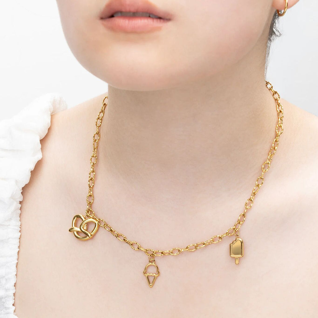 Gold Ice Cream Charm – 18K Gold Cone Charm | Scratch Resistant Stainless Steel - Charms | Sunflower Soul Boutique