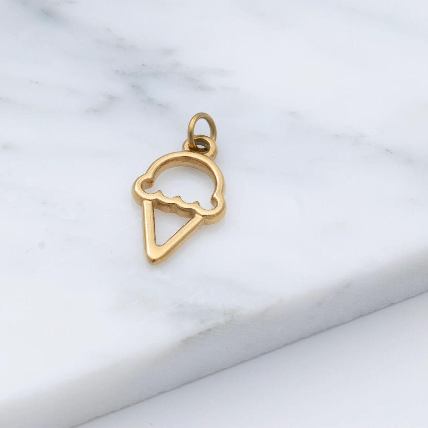 Gold Ice Cream Charm – 18K Gold Cone Charm | Scratch Resistant Stainless Steel - Charms | Sunflower Soul Boutique