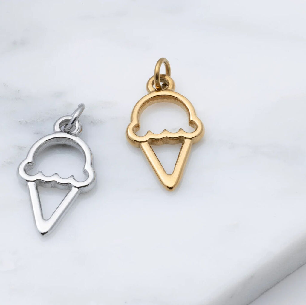 Gold Ice Cream Charm – 18K Gold Cone Charm | Scratch Resistant Stainless Steel - Charms | Sunflower Soul Boutique