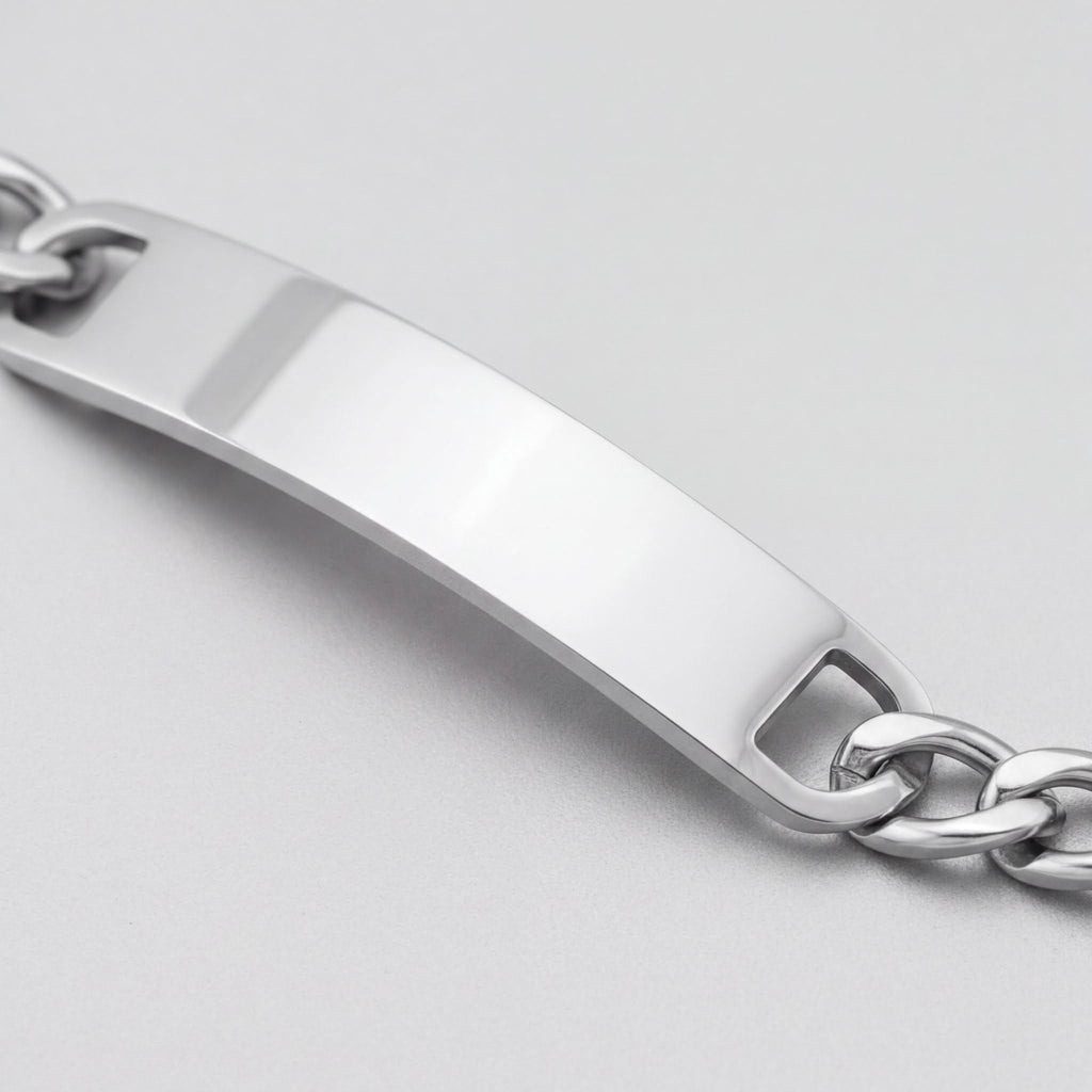Gold ID Bracelet – Stainless Steel Curved Bar With Blank ID Bar, Engraved Gift - Bracelets | Sunflower Soul Boutique