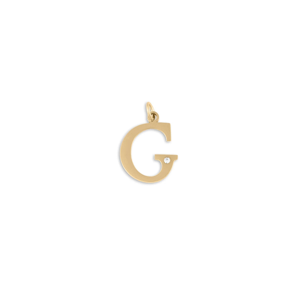 18K Gold PVD Stainless Steel Letter with Crystal Charm 15mm -G