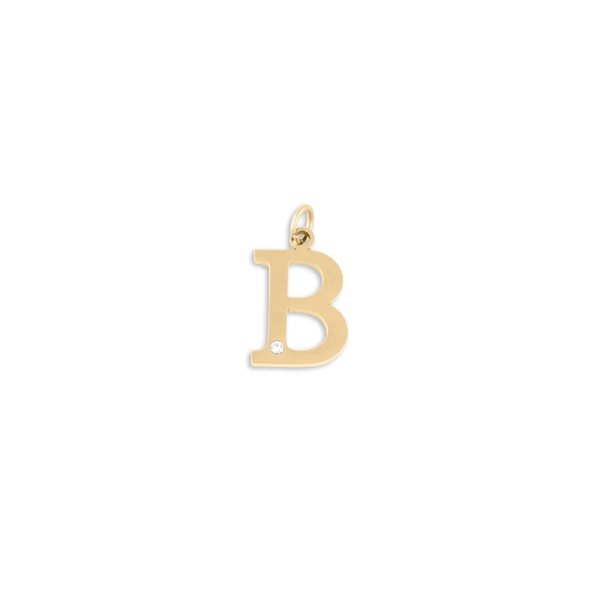 18K Gold PVD Stainless Steel Letter with Crystal Charm 15mm -B
