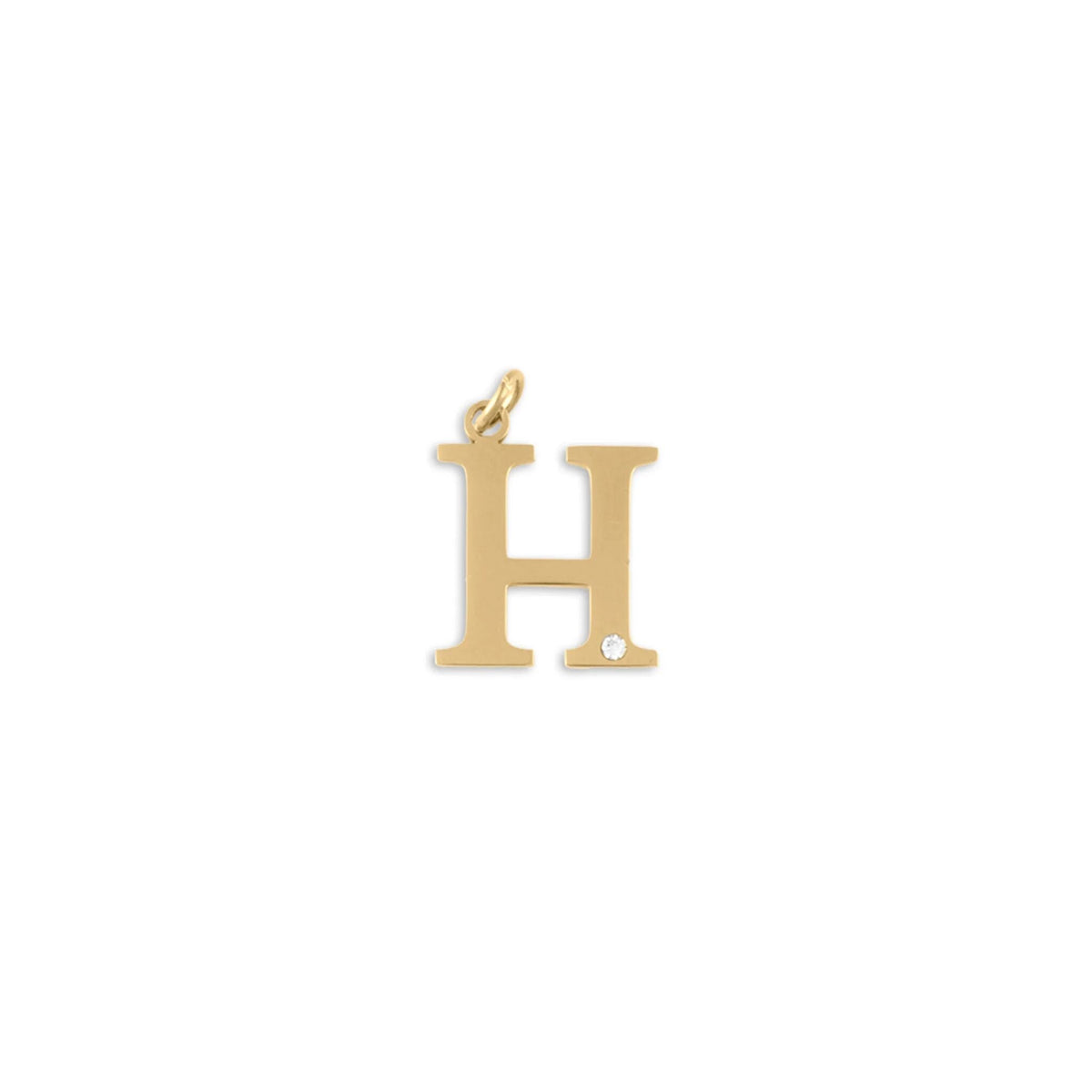 18K Gold PVD Stainless Steel Letter with Crystal Charm 15mm -H