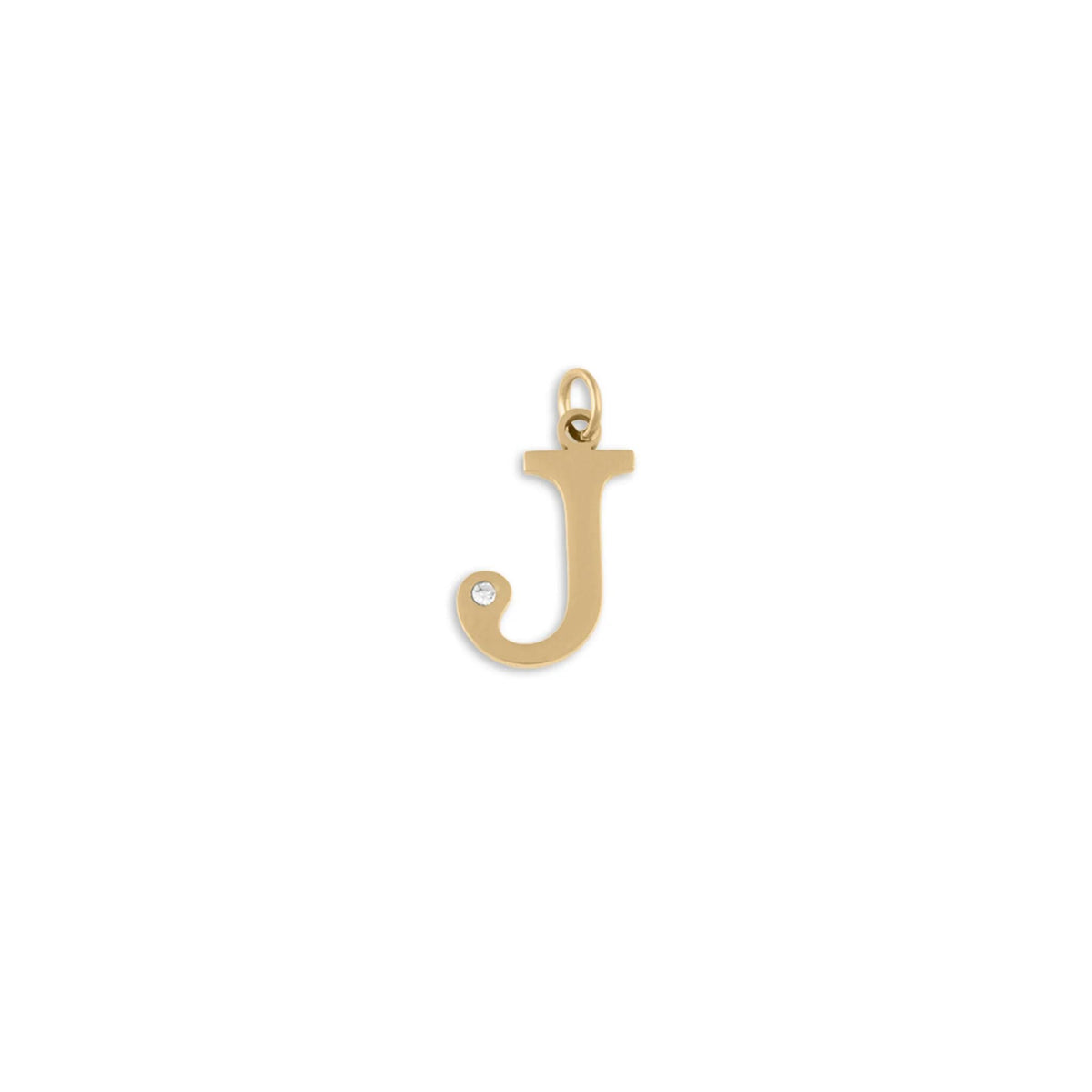 18K Gold PVD Stainless Steel Letter with Crystal Charm 15mm -J