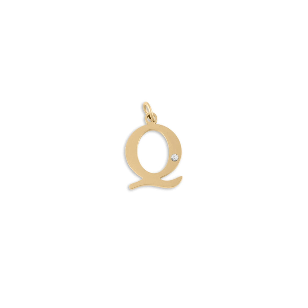 18K Gold PVD Stainless Steel Letter with Crystal Charm 15mm -Q