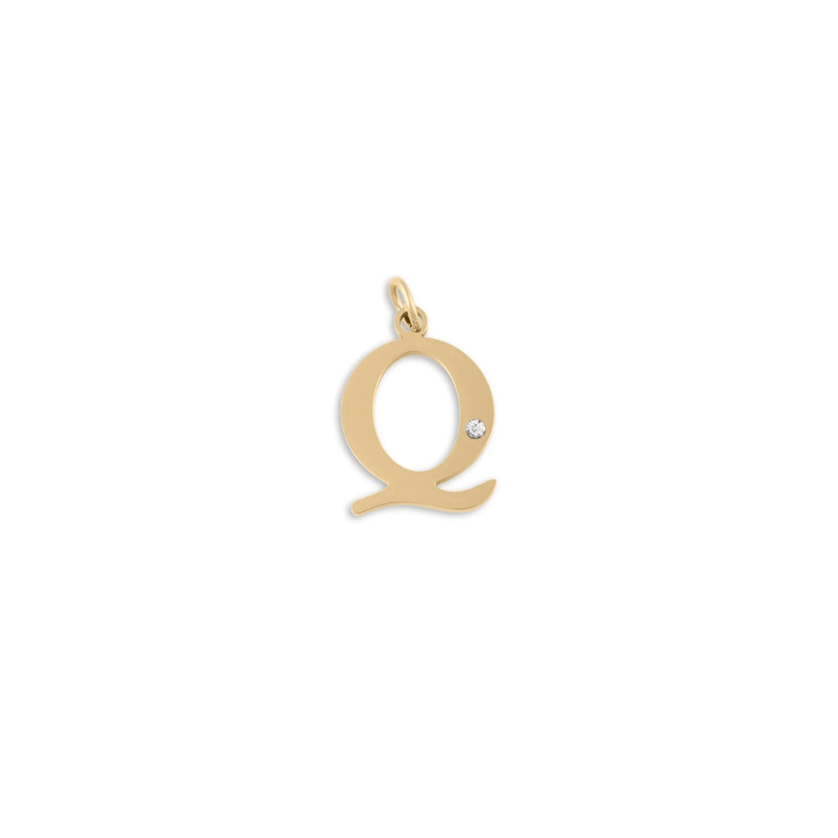18K Gold PVD Stainless Steel Letter with Crystal Charm 15mm -Q