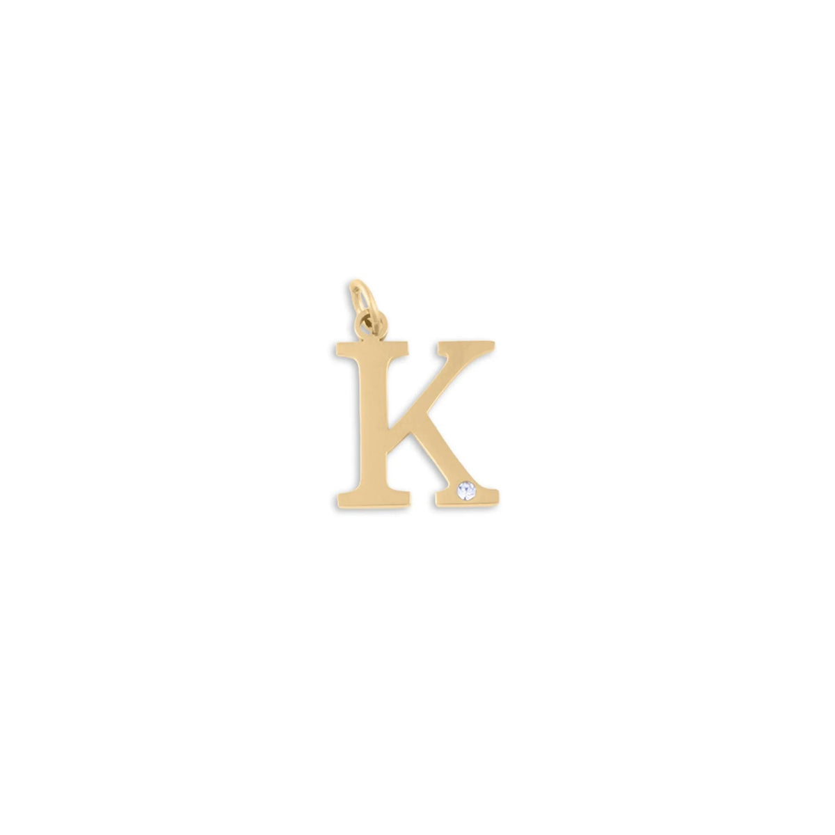 18K Gold PVD Stainless Steel Letter with Crystal Charm 15mm -K