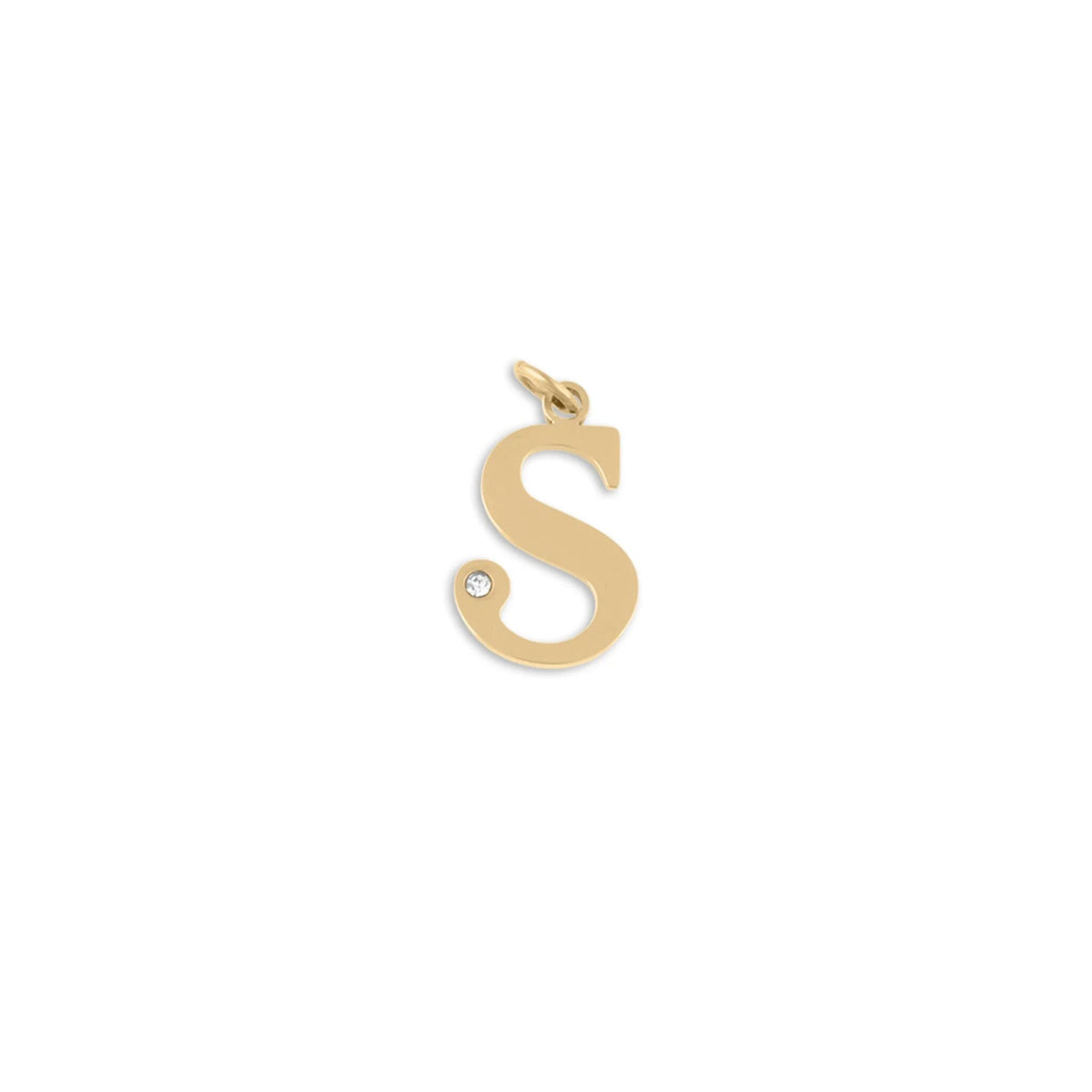 18K Gold PVD Stainless Steel Letter with Crystal Charm 15mm -S