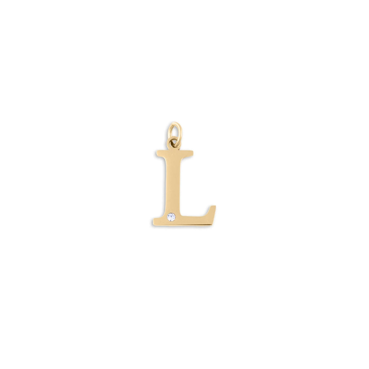 18K Gold PVD Stainless Steel Letter with Crystal Charm 15mm -L