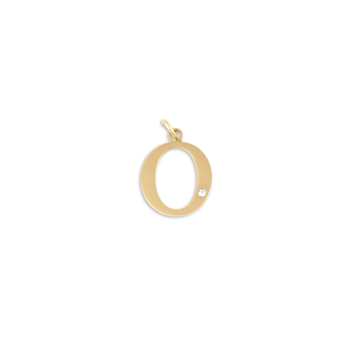18K Gold PVD Stainless Steel Letter with Crystal Charm 15mm -O