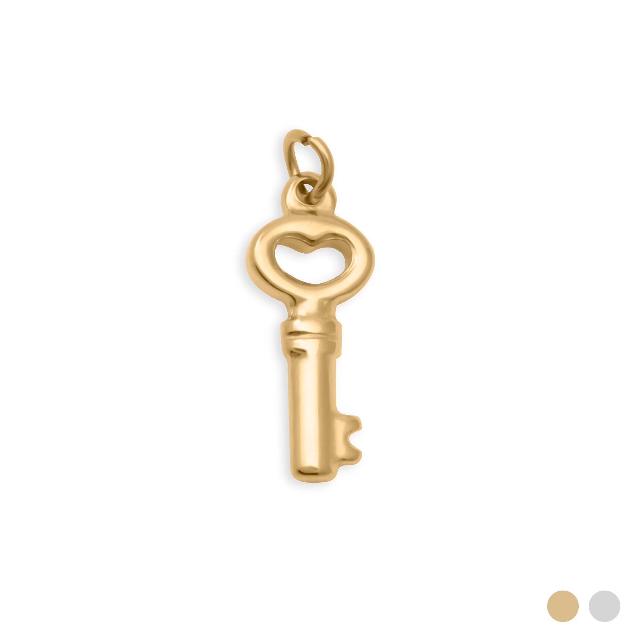 Gold Key Charm - 18K Gold PVD Stainless Steel Lightweight Symbolic Pendant - Charms | Sunflower Soul Boutique