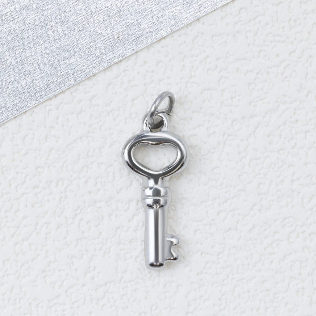 Gold Key Charm - 18K Gold PVD Stainless Steel Lightweight Symbolic Pendant - Charms | Sunflower Soul Boutique