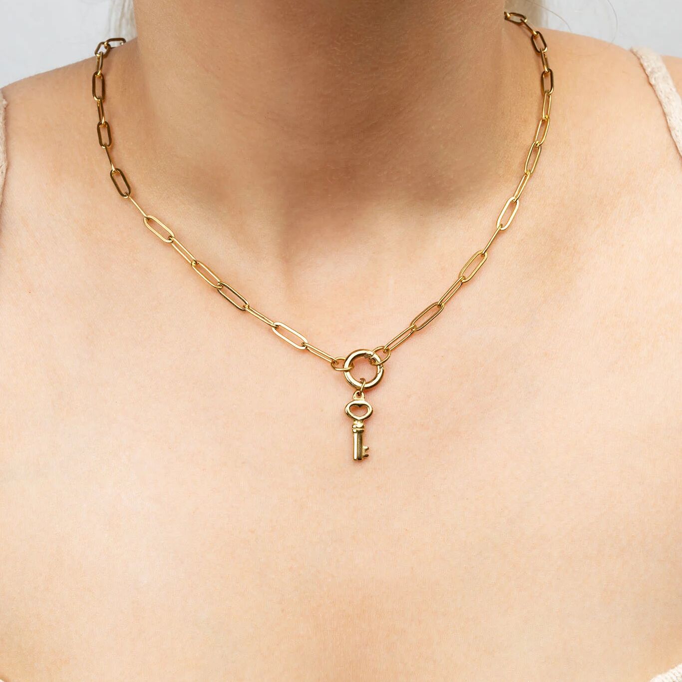 Gold Key Charm - 18K Gold PVD Stainless Steel Lightweight Symbolic Pendant - Charms | Sunflower Soul Boutique