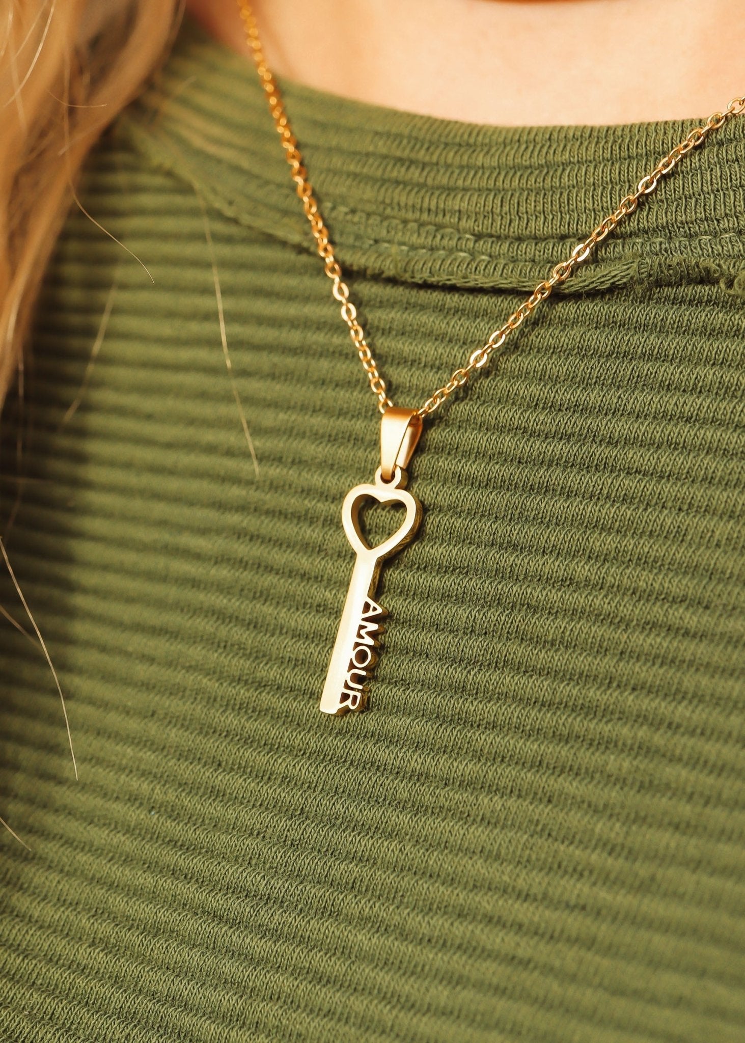 Gold Key Pendant Necklace – Durable 18K Gold Jewelry | Hypoallergenic, Scratch Resistant - Necklaces | Sunflower Soul Boutique