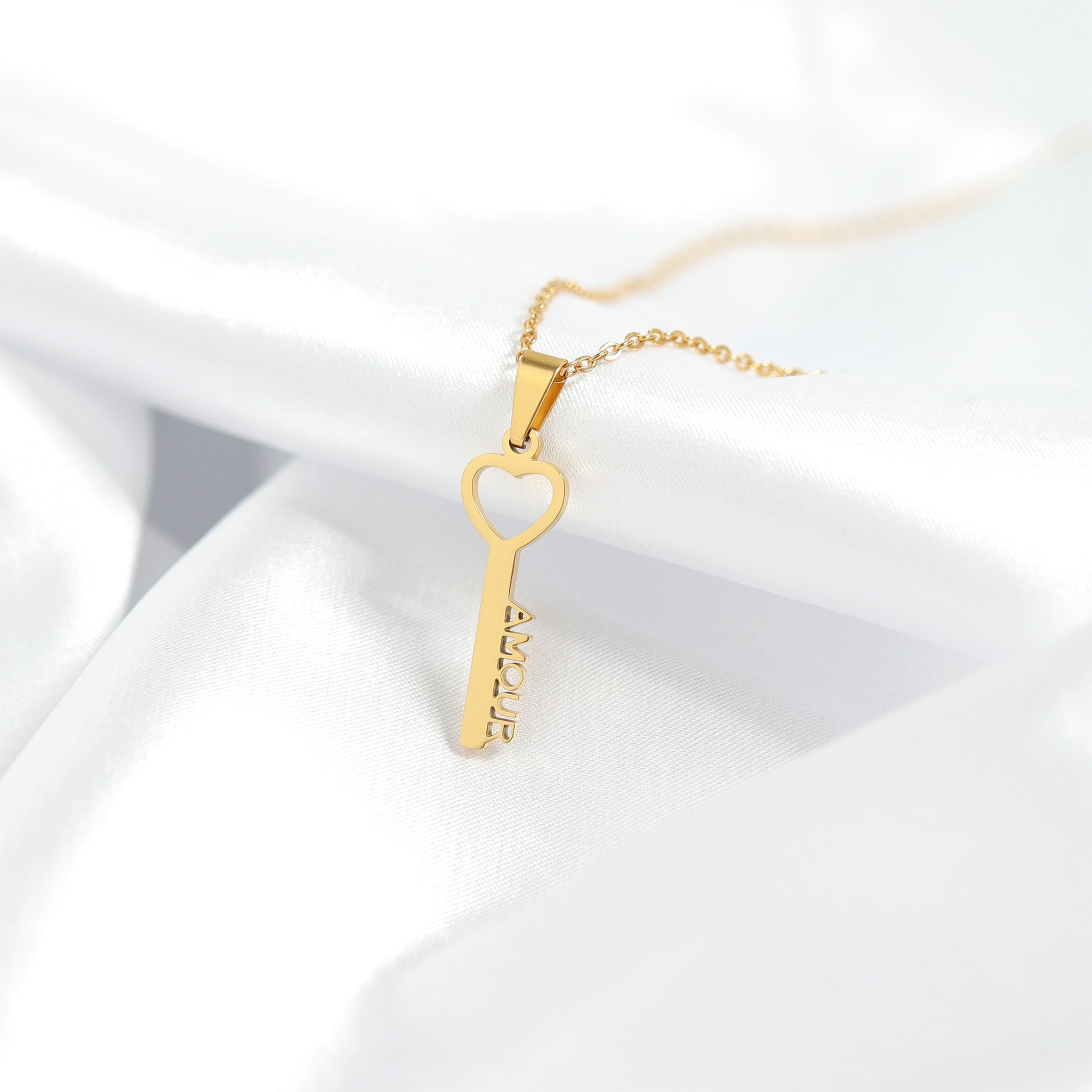 Gold Key Pendant Necklace – Durable 18K Gold Jewelry | Hypoallergenic, Scratch Resistant - Necklaces | Sunflower Soul Boutique