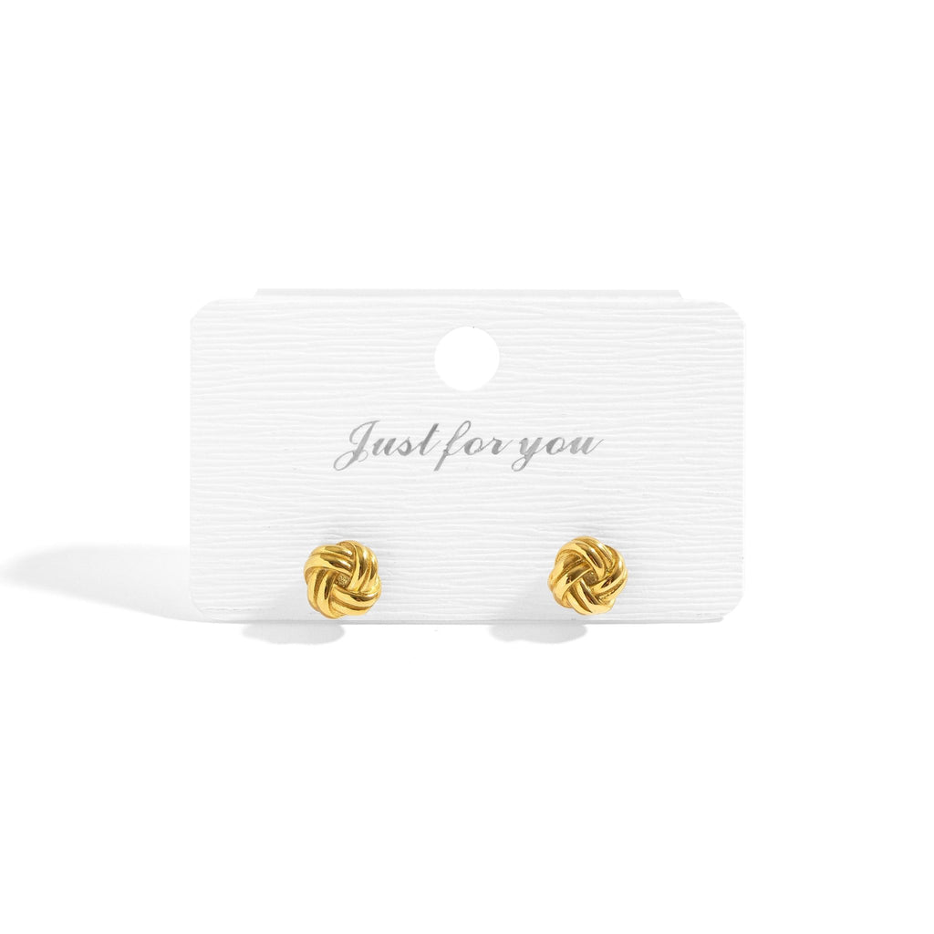 Gold Knot Earrings | 18K Gold PVD Coated Stainless Steel Studs – Hypoallergenic Jewelry - Earring | Sunflower Soul Boutique